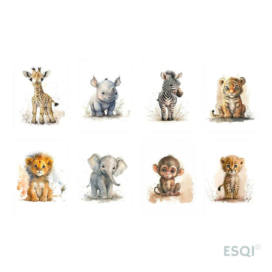 Set dierensafari Poster (8 stuks)